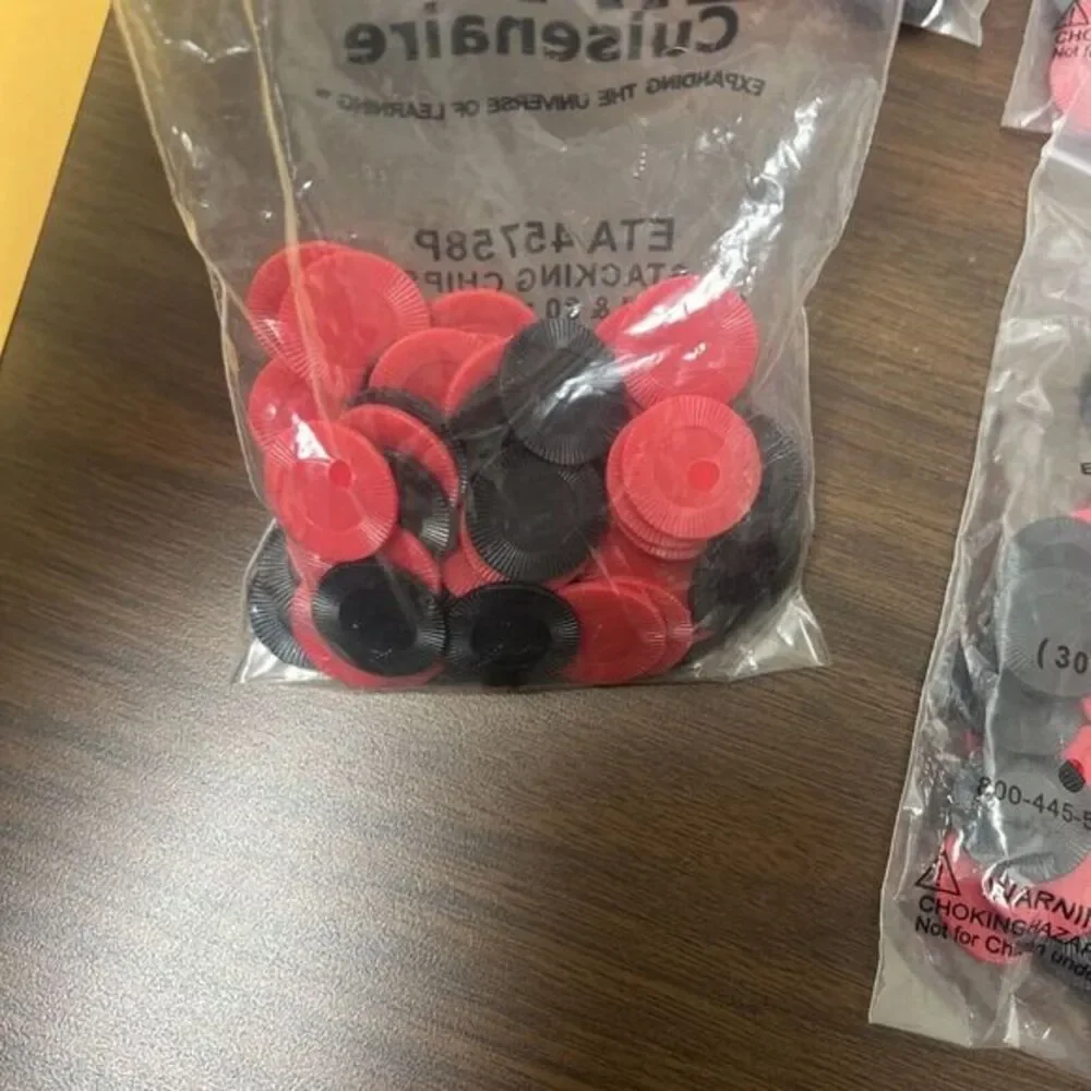 ETA Cuisenaire Stacking Chips 2- Color Counters  Teacher Resources Red Black EUC